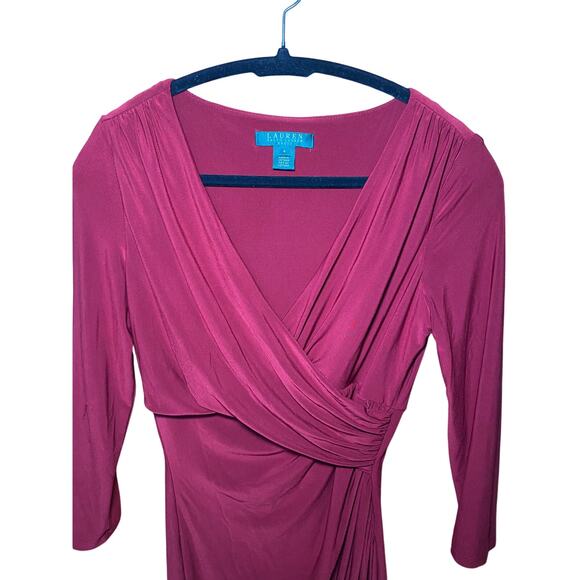 Lauren Ralph Lauren Red Quarter Sleeve - Midi Dress - Picture 6 of 13